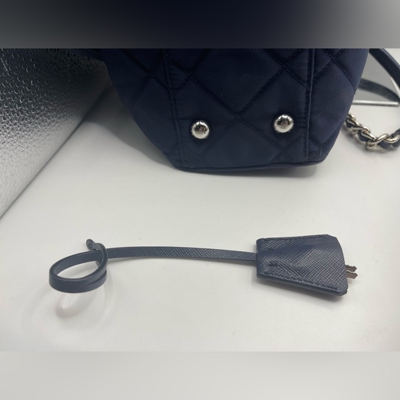 Prada Blue Quilted Shoulder Bag with Silver Chain - Picture 2 of 16